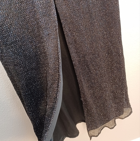 Vintage Sz 10 Mesh Overlay Vamp Goth Gala Yacht Luxury Glam Evening Maxi Dress - Picture 16 of 16